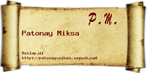Patonay Miksa névjegykártya